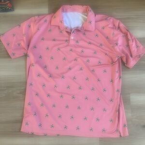 Bald Head Blues Golf Polo Shirt pink with turtles All Over Men’s Size XXL